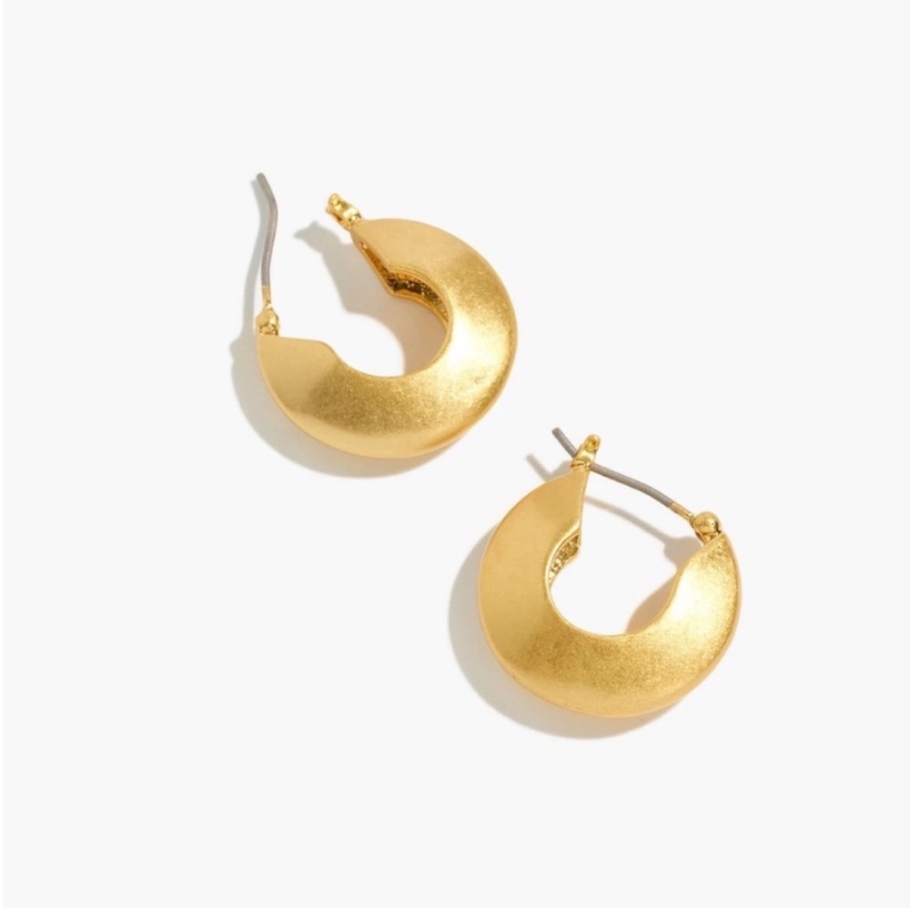NEW MADEWELL Edged Chunky Small Hoop Earrings Vintage Gold